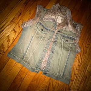 Vintage Christian Lacroix Rabbit Fur Denim Vest